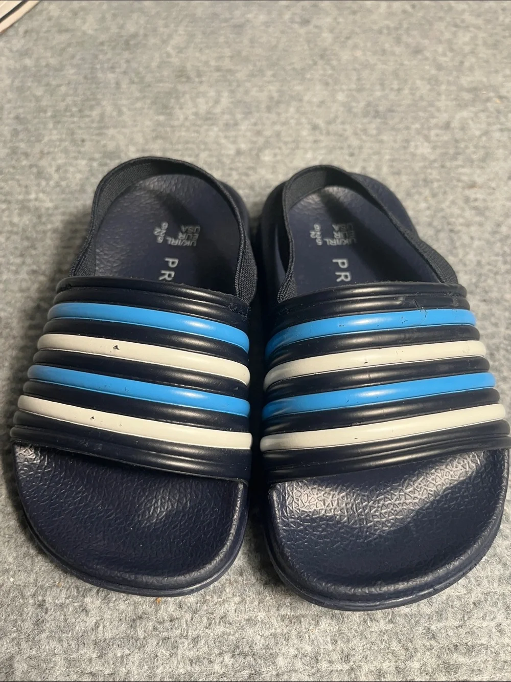 Primark Navy Slide Sandals with Blue & White Stripes